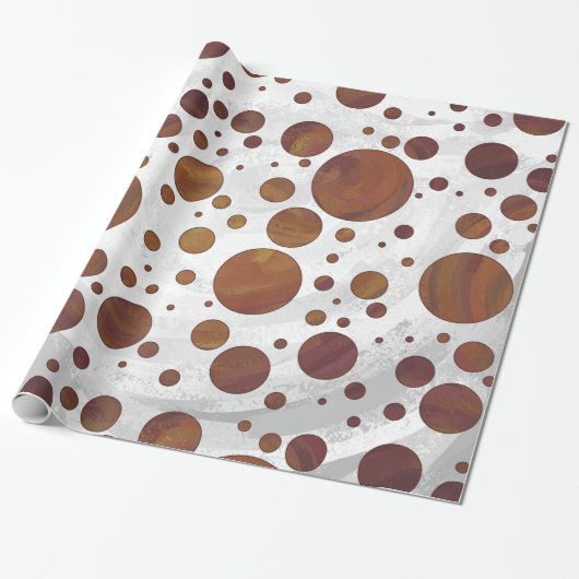 Chocolade Carmel Swirl Polka Dot Cadeaupapier (Uitgerold)