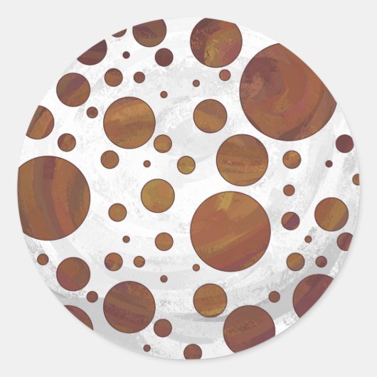 Chocolade Carmel Swirl Polka Dot Ronde Sticker (Voorkant)
