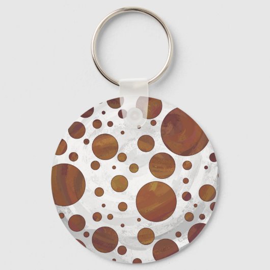 Chocolade Carmel Swirl Polka Dot Sleutelhanger (Voorkant)