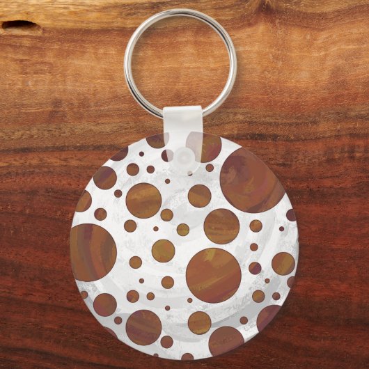 Chocolade Carmel Swirl Polka Dot Sleutelhanger (Voorkant)