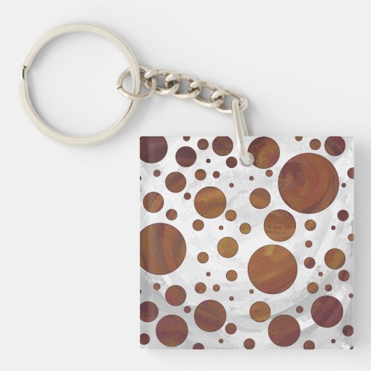 Chocolade Carmel Swirl Polka Dot Sleutelhanger (Voorkant)