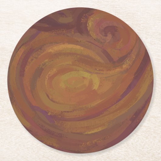 Chocolade Carmel Swirl Ronde Kartonnen Onderzetter (Voorkant)