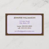 Chocolade Carriage Mammie Calling Card: lavendel Contactkaartje (Achterkant)