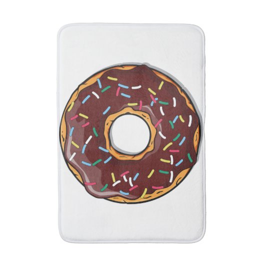 Chocolade Cartoon Donut met sprinken Badmat (Voorkant Verticaal)