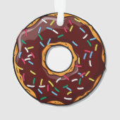 Chocolade Cartoon Donut met sprinken Ornament (achterkant)