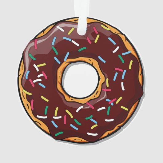 Chocolade Cartoon Donut met sprinken Ornament (achterkant)