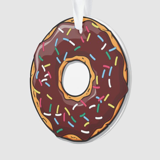 Chocolade Cartoon Donut met sprinken Ornament (voorkant)
