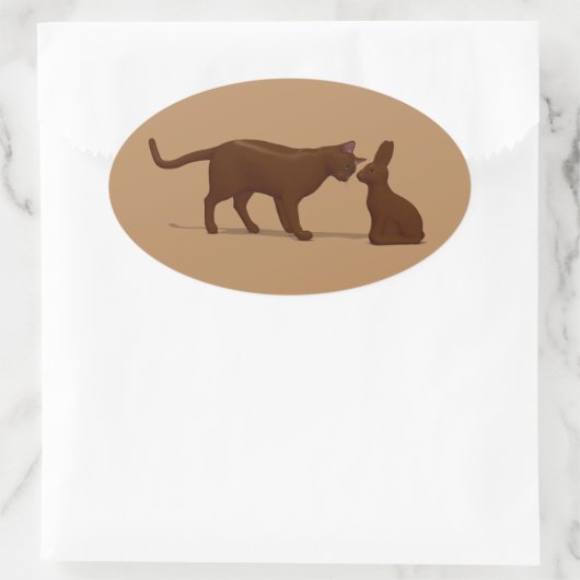 Chocolade Cat Ovale Sticker (Tas)