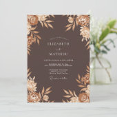 Chocolade Champagne Ranunculus Eucalyptus Bruiloft Kaart (Staand voorkant)