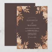 Chocolade Champagne Ranunculus Eucalyptus Bruiloft Kaart (Voorkant / Achterkant)