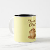 Chocolade Chaud Hot Chocolade Illustratie Tweekleurige Koffiemok (Voorkant links)