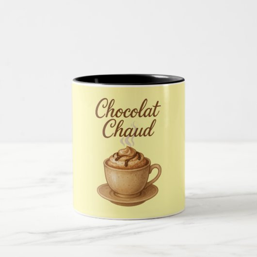 Chocolade Chaud Hot Chocolade Illustratie Tweekleurige Koffiemok (Center)