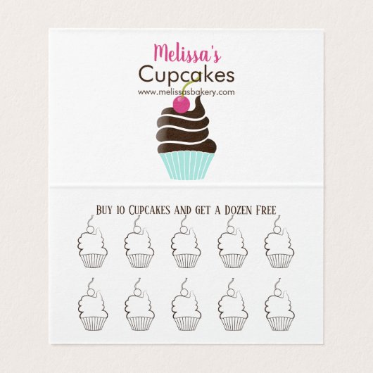 Chocolade cherry cupcake loyalty visitekaartje (Binnenkant ongevouwen)