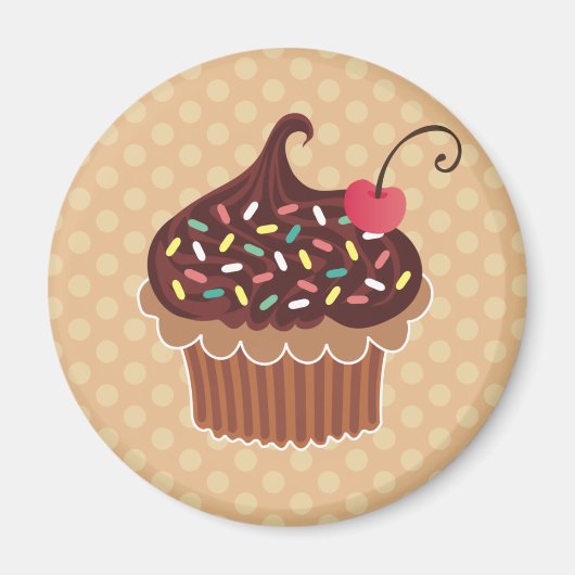 Chocolade & Cherry Cupcake Magneet (Voorkant)