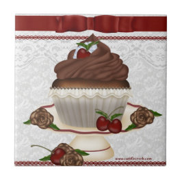 Chocolade Cherry Cupcake Tile Tegeltje