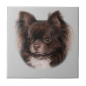 Chocolade Chihuahua met de hand geschilderd Tegeltje (Voorkant)