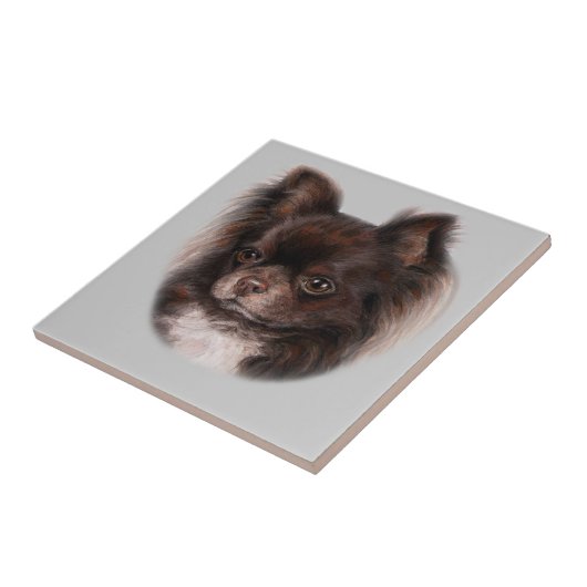 Chocolade Chihuahua met de hand geschilderd Tegeltje (Zijkant)