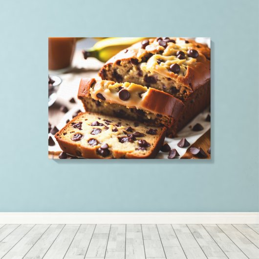 Chocolade Chip Banaan Brood Canvas Afdruk (Insitu (Houten vloer))