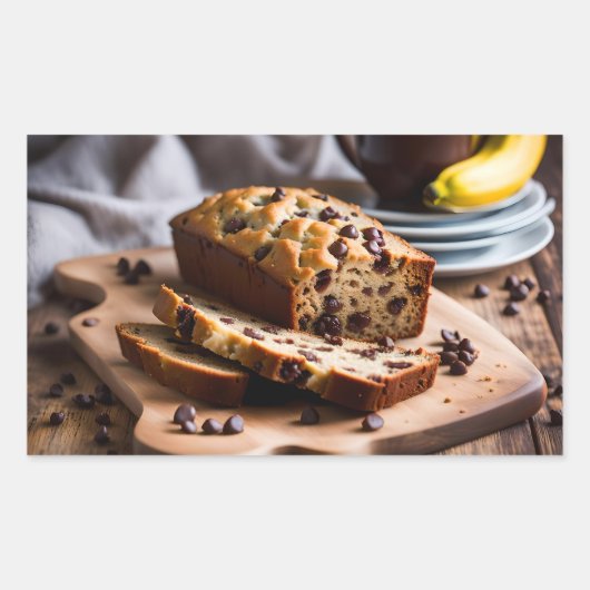 Chocolade Chip Banaan Brood Rechthoekige Sticker (Voorkant)
