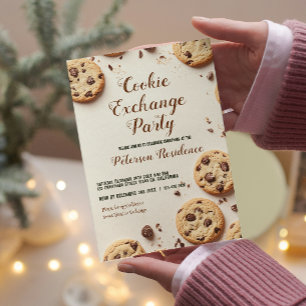 Chocolade Chip Beige Cookie Exchange Party Kaart