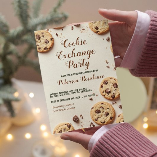 Chocolade Chip Beige Cookie Exchange Party Kaart