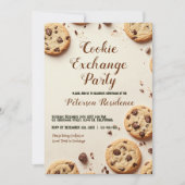 Chocolade Chip Beige Cookie Exchange Party Kaart (Voorkant)