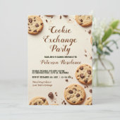 Chocolade Chip Beige Koekjes Uitwisselingsfeestje Kaart (Staand voorkant)