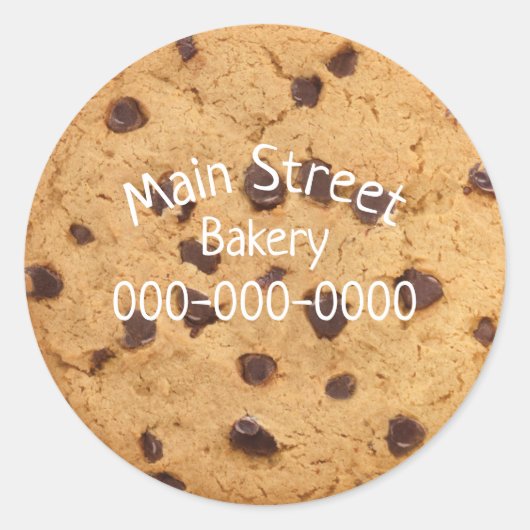 Chocolade Chip Cookie achtergrond voor bakkerij Ronde Sticker (Voorkant)