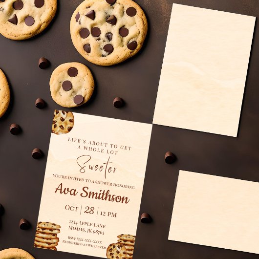 Chocolade Chip Cookie Baby Shower Uitnodiging