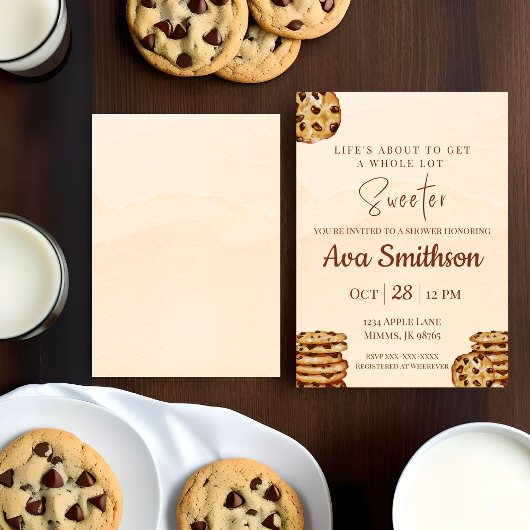 Chocolade Chip Cookie Baby Shower Uitnodiging