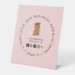 Chocolade Chip Cookie Bakery Social media volgen Reclamebord Met Voetstuk