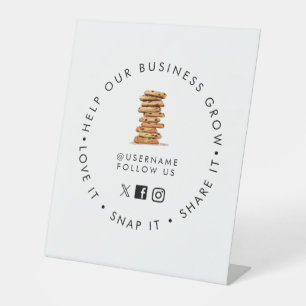 Chocolade Chip Cookie Bakery Social media volgen Reclamebord Met Voetstuk