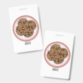 Chocolade chip cookie cartoon illustratie badge (Voor- en achterkant)
