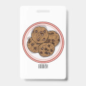 Chocolade chip cookie cartoon illustratie badge (Achterkant)