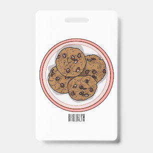 Chocolade chip cookie cartoon illustratie badge
