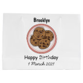 Chocolade chip cookie cartoon illustratie groot cadeauzakje (Achterkant)