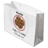 Chocolade chip cookie cartoon illustratie groot cadeauzakje (Achterkant Gekanteld)
