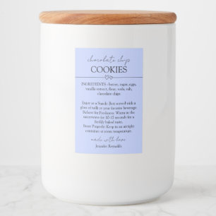 Chocolade Chip Cookie Eenvoudig lila Voedselcontainer Etiket