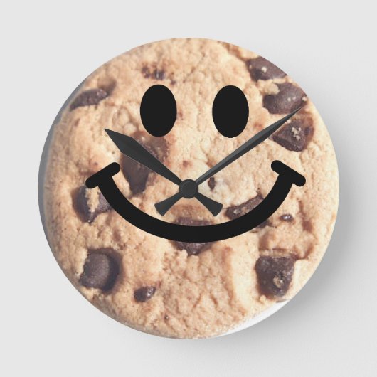 Chocolade chip Cookie Face Clock Ronde Klok (Voorkant)