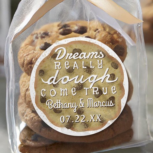 Chocolade Chip Cookie Huwelijksgunsten Dromen Deeg Ronde Sticker