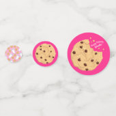Chocolade Chip Cookie Kinder 1e verjaardag Pink Confetti (Voorkanten)
