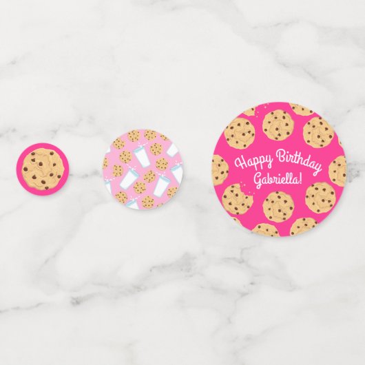 Chocolade Chip Cookie Kinder 1e verjaardag Pink Confetti (Achterkanten)