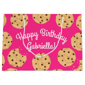 Chocolade Chip Cookie Kinder 1e verjaardag Pink Groot Cadeauzakje (Voorkant)