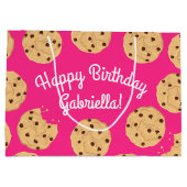 Chocolade Chip Cookie Kinder 1e verjaardag Pink Groot Cadeauzakje (Achterkant)