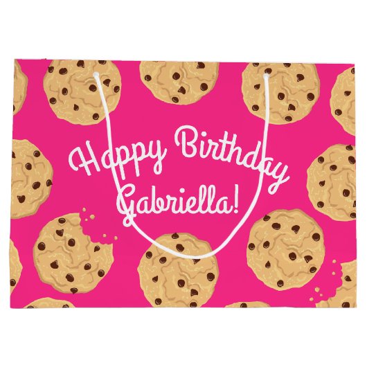 Chocolade Chip Cookie Kinder 1e verjaardag Pink Groot Cadeauzakje (Achterkant)