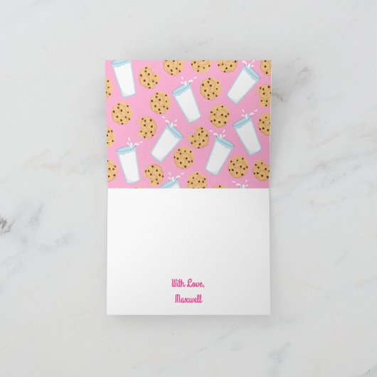 Chocolade Chip Cookie Kinder 1e verjaardag Pink Kaart (Binnen)