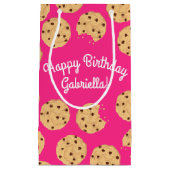 Chocolade Chip Cookie Kinder 1e verjaardag Pink Klein Cadeauzakje (Voorkant)