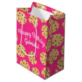 Chocolade Chip Cookie Kinder 1e verjaardag Pink Medium Cadeauzakje (Voorkant Gekanteld)