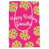 Chocolade Chip Cookie Kinder 1e verjaardag Pink Medium Cadeauzakje (Voorkant)