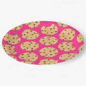 Chocolade Chip Cookie Kinder 1e verjaardag Pink Papieren Bordje (Gekanteld)